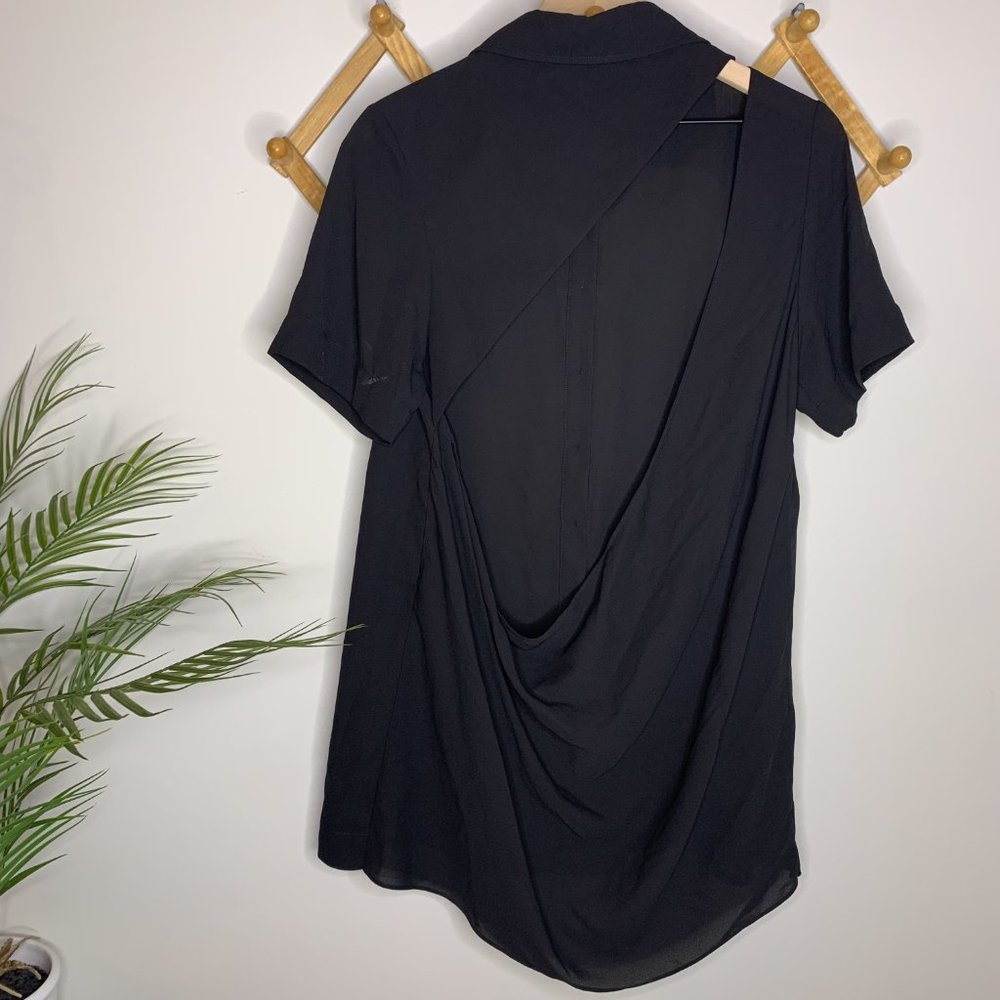 Chris Gramer Black Sheer Button Down Open Back To… - image 3